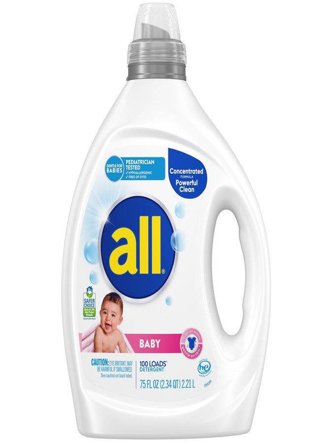 all Baby, Gentle for Baby, Liquid Laundry Detergent, Hypoallergenic for Sensitive Skin, Concentrated, 75oz, 100 Loads - Image 1