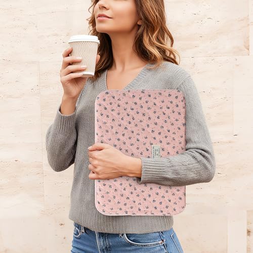 BBIQI Puffy Laptop Sleeve 13-15.6 Inch Cute Quilted Laptop Protective Case Padded Floral Computer Sleeve for MacBook (A-Dark Pink, 13 Inch) - Image 2