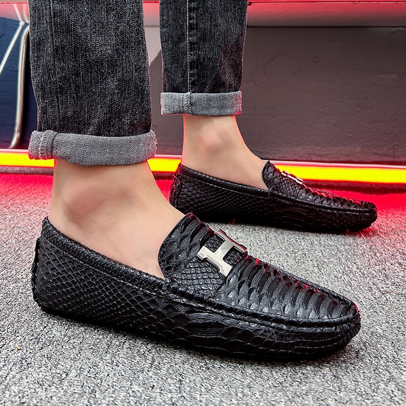 Large Size 47 Casual Leather Shoes Men'S Crocodile Style Youth Trendy Shoes Soft Bottom Driving Shoes Lazy Shoes Shoes Men'S Shoes - Image 5