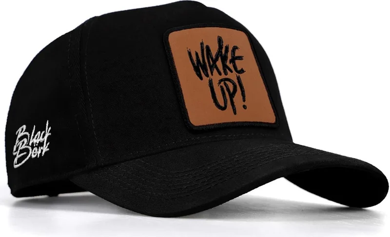 بلاك بورك V1 Baseball Wake Up - Black Cap with 2 Code Logo