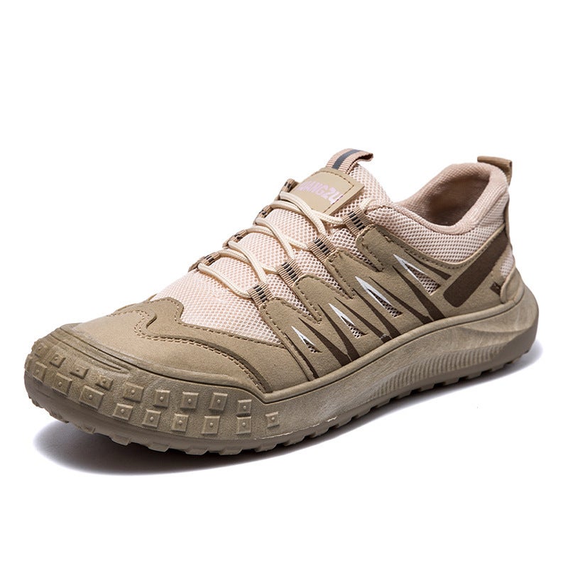 Generic Labor protection shoes mens spring and autumn new mesh shoes non-slip hiking shoes thick-soled casual trendy shoes mens sports running shoes Beige