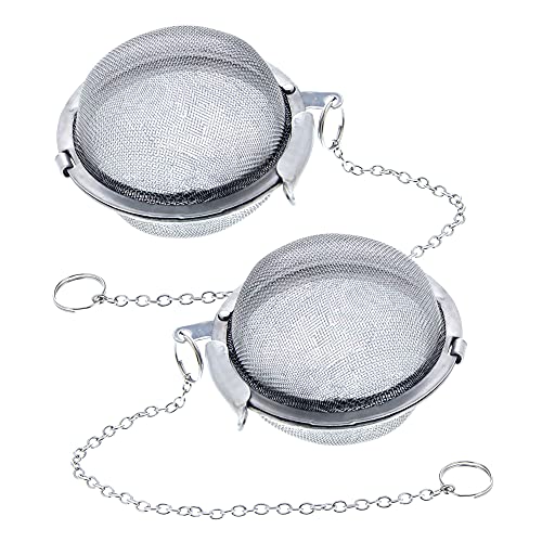 U.S. Kitchen Supply - 2 Premium Stainless Steel Tea Ball Strainer Infusers - 2.1" Size with Extra Fine Mesh - Steep Loose Leaf Tea, Herbal, Spices & Seasonings - Teapot, Tea & Coffee Cup Mug - Image 1