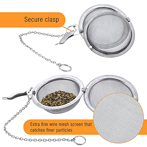 U.S. Kitchen Supply - 2 Premium Stainless Steel Tea Ball Strainer Infusers - 2.1" Size with Extra Fine Mesh - Steep Loose Leaf Tea, Herbal, Spices & Seasonings - Teapot, Tea & Coffee Cup Mug - Image 4