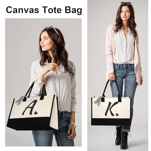 shenee Initial Canvas Tote Bag, Personalized Beach Jute Bag Present for Women Holiday, Friends Birthday Gift, Beach, Wedding (Letter A) - Image 4
