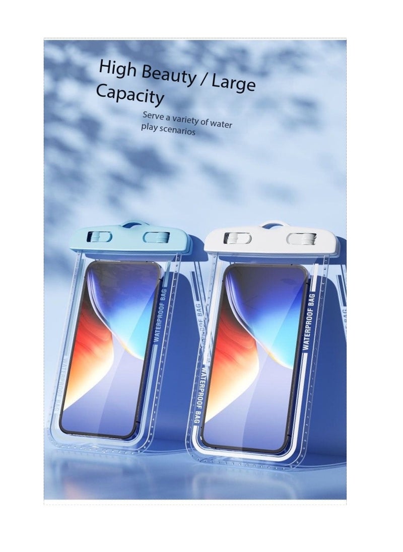 CityRiya-Long 2Pcs Waterproof Phone Pouch Set,Touch-Sensitive Underwater Dry Bag, IPX8 Certified Universal Phone Protector for Phones up to 7.2'' - Perfect for Swimming, Diving, Beach, Hot Spring, Water Park, Cruise, Snorkeling, Boating, Rafting & Water Sports Adventures(D7-2,Black)  - Image 5