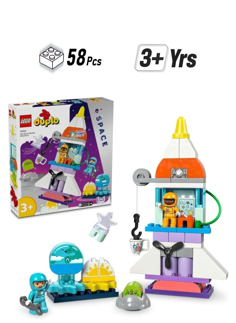 LEGO LEGO Duplo 3-in-1 Space Shuttle Adventure 10422 Building Blocks Toy (58 Pieces)  - Image 1