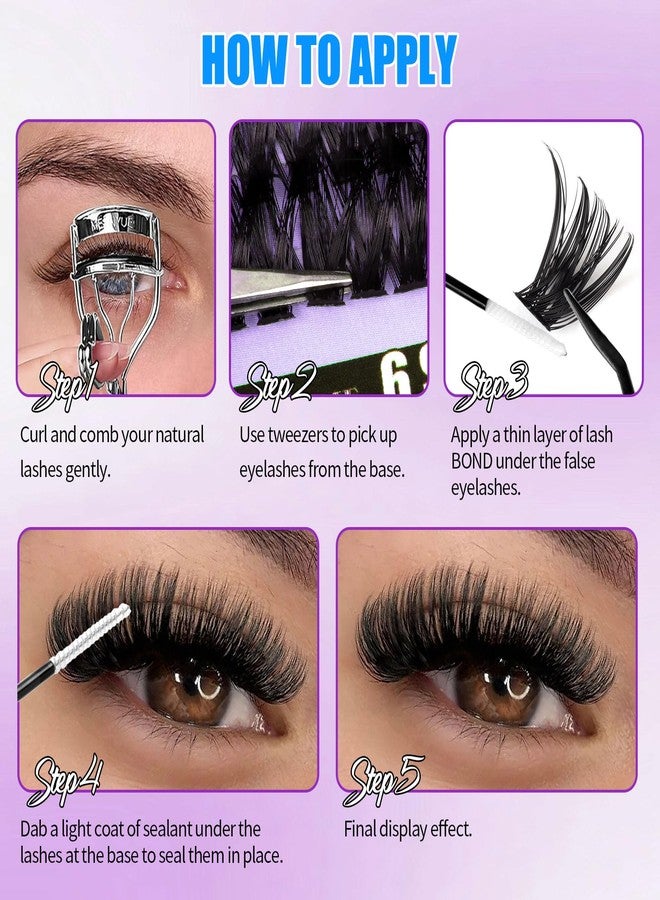 CMAYOME Lash Clusters Kit 684Pcs D Curl Natural Fake Eyelashes with Bond and Seal - Image 5