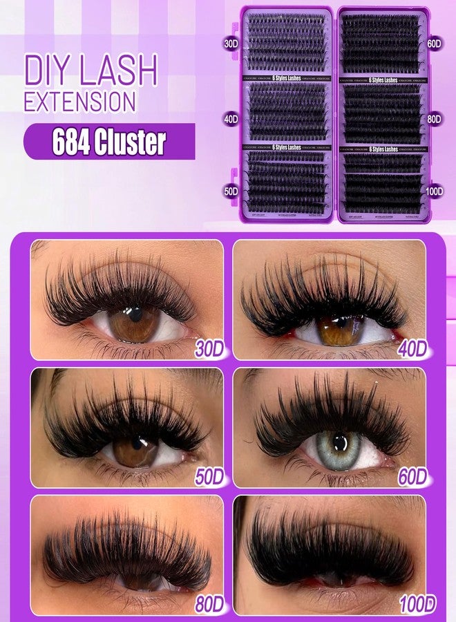 CMAYOME Lash Clusters Kit 684Pcs D Curl Natural Fake Eyelashes with Bond and Seal - Image 4