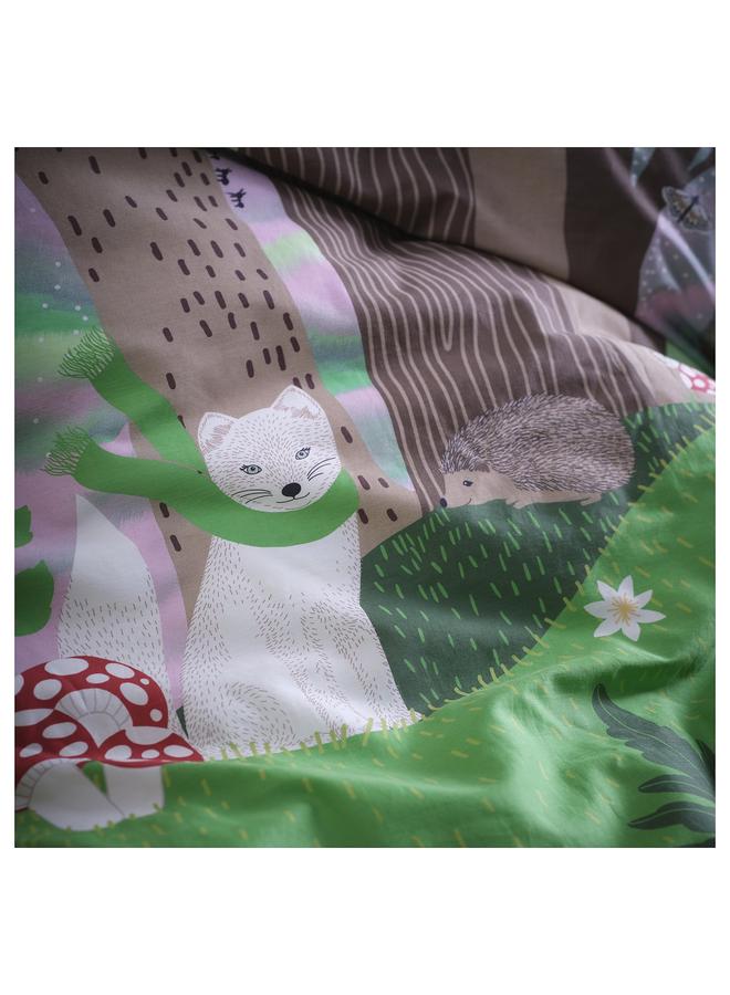 erorex Duvet cover and pillowcase, multicolour/forest pattern, 150x200/50x80 cm - Image 5