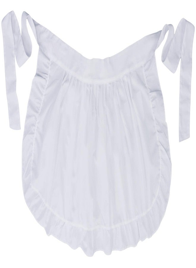 LilMents Womens Waist Apron Retro Kitchen Cleaning Ruffles Half Apron (White)