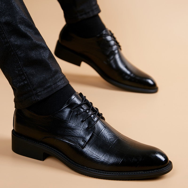 Men'S Shoes 2024 Spring And British Style Black Casual Leather Shoes Men'S Business Formal Work Trendy Shoes - Image 2