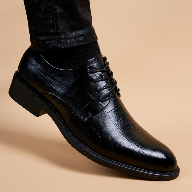 Men'S Shoes 2024 Spring And British Style Black Casual Leather Shoes Men'S Business Formal Work Trendy Shoes - Image 3