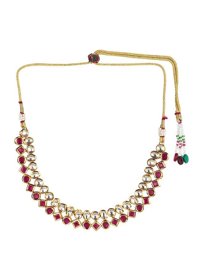 VOYLLA Kundan Gold Plated Brass Necklace Set  - Image 3