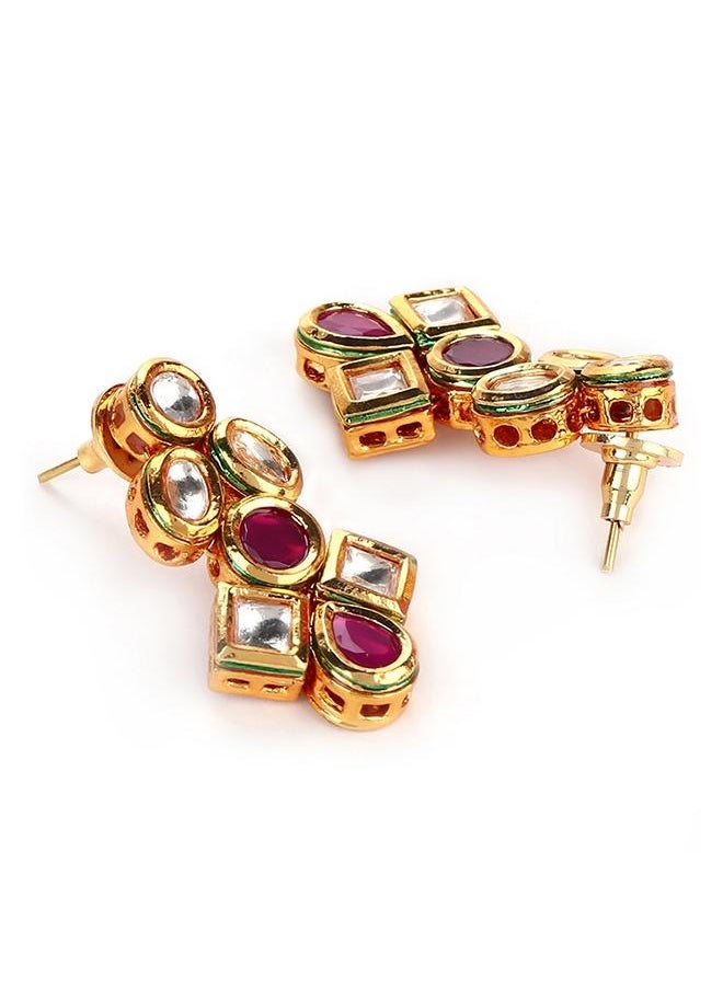 VOYLLA Kundan Gold Plated Brass Necklace Set  - Image 4