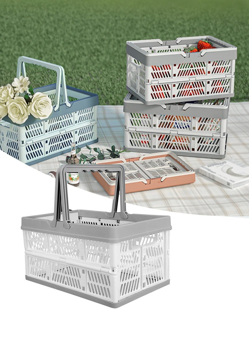 بيروي 25 سم * 38 سم * 20 سم سلة تخزين بلاستيكية قابلة للطي، سلة تخزين منزلية محمولة قابلة للتكديس، مناسبة لتخزين الخضروات والفواكه والبقالة والألعاب وغيرها - Image 5