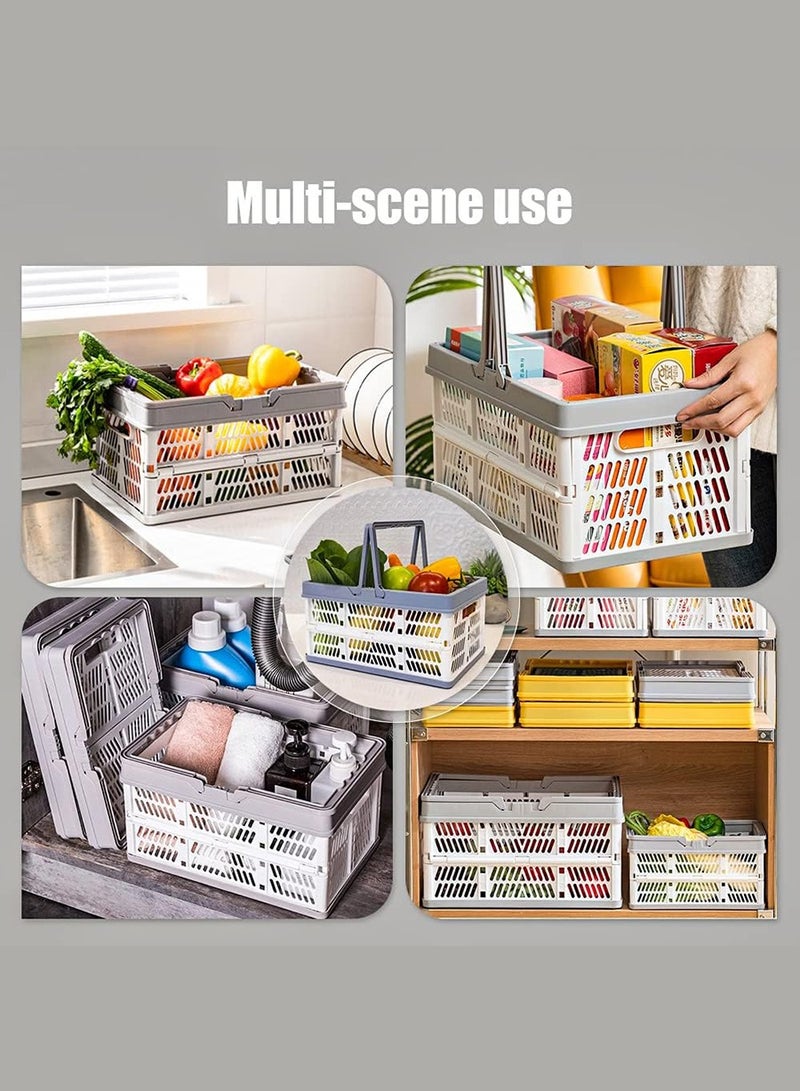 بيروي 25 سم * 38 سم * 20 سم سلة تخزين بلاستيكية قابلة للطي، سلة تخزين منزلية محمولة قابلة للتكديس، مناسبة لتخزين الخضروات والفواكه والبقالة والألعاب وغيرها - Image 3