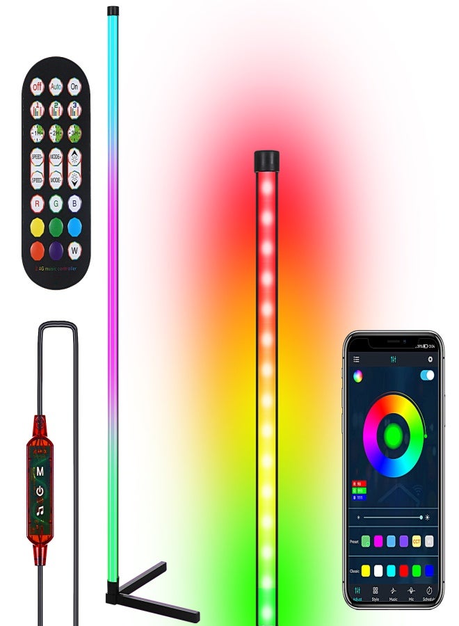 مصباح زاوية LED ذكي، مصباح أرضي بإضاءة RGB، مصباح زاوية قابل للفصل، تحكم عبر تطبيق، تحكم عن بعد مع مزامنة الموسيقى، توصيل وتشغيل USB - Image 1