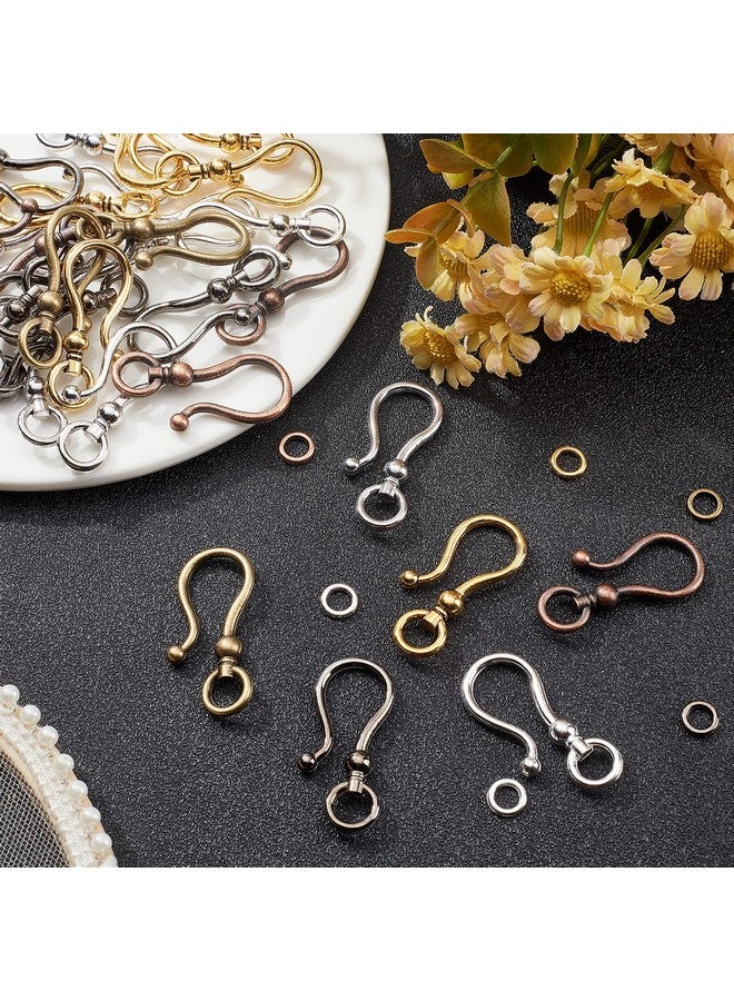 CHGCRAFT 48sets 6 Styles Tibetan Style Alloy S Hook Clasps for Bracelet Necklace Jewelry Making Mixed Color, 1.5x0.63x0.3inch - Image 4