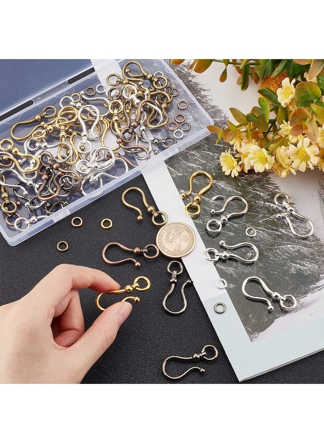 CHGCRAFT 48sets 6 Styles Tibetan Style Alloy S Hook Clasps for Bracelet Necklace Jewelry Making Mixed Color, 1.5x0.63x0.3inch - Image 3