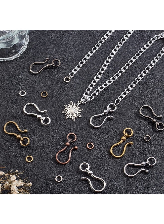 CHGCRAFT 48sets 6 Styles Tibetan Style Alloy S Hook Clasps for Bracelet Necklace Jewelry Making Mixed Color, 1.5x0.63x0.3inch - Image 5