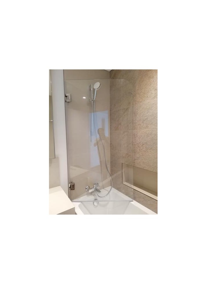 SS SS Tech Bathtub Screen/Shower Door, 8 mm Toughened Clear Glass, Stainless Steel Hinges  - Image 1