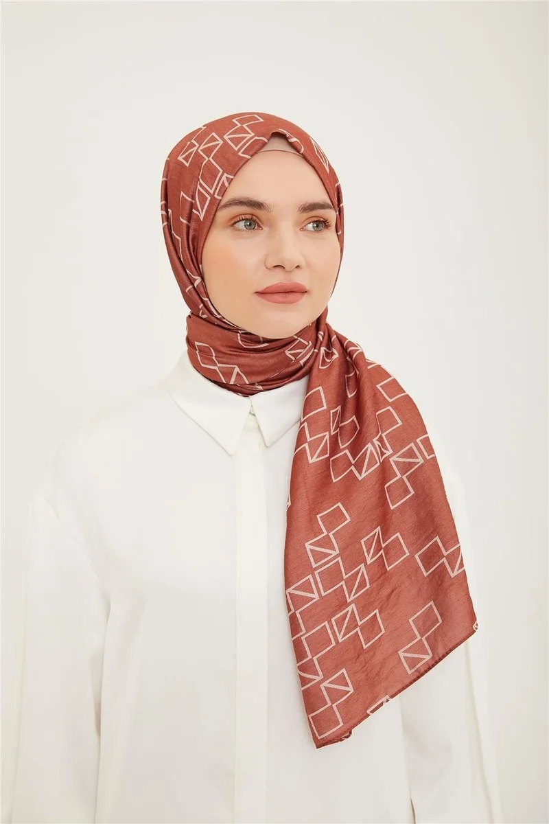 ARMINE Trend Dark Tile Geometric Pattern Pure Lina Shawl 15-23033