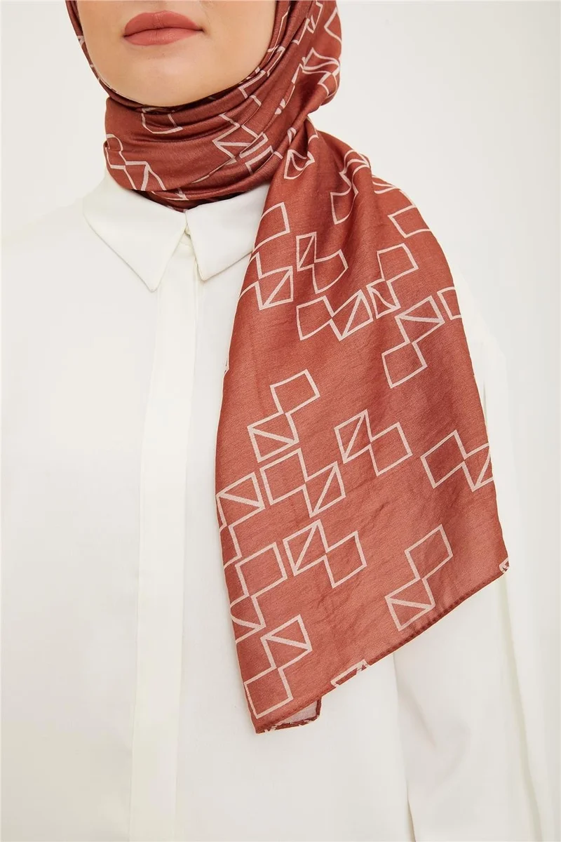 ARMINE Trend Dark Tile Geometric Pattern Pure Lina Shawl 15-23033