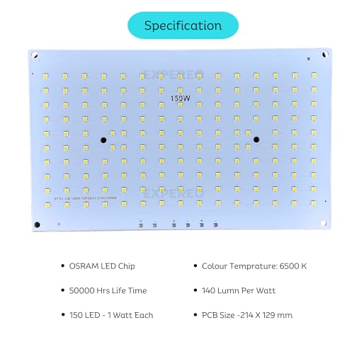 EXPEREO® 150 Watt LED MCPCB || High Lumen LED || 140 Lumen Per Watt - Colour: White - 6500 K || Life Span: 50000 Hrs || PCB Size - 214 x 129 mm - Pack of 1 - Image 3