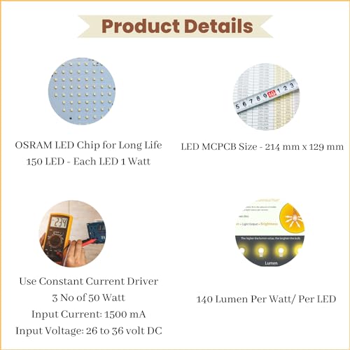 EXPEREO® 150 Watt LED MCPCB || High Lumen LED || 140 Lumen Per Watt - Colour: White - 6500 K || Life Span: 50000 Hrs || PCB Size - 214 x 129 mm - Pack of 1 - Image 5