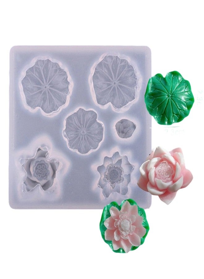 BharatBazaar Candle Mould Silicone, 5-Cavity Lotus Flower Mold for Candle Making, Chocolate Mould Silicone, Reusable Flower Candle Mould for Resin Art, DIY Home Decor - Image 1