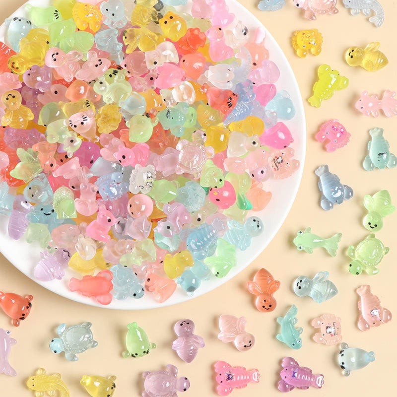 FOSER Mini Glow in The Dark Animal Resin Models, Mystery Bag Mini Resin Animals, Glow in The Dark (100PCS) - Image 3