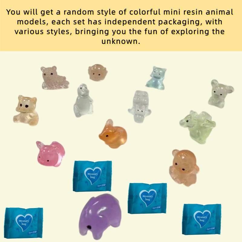 FOSER Mini Glow in The Dark Animal Resin Models, Mystery Bag Mini Resin Animals, Glow in The Dark (100PCS) - Image 4