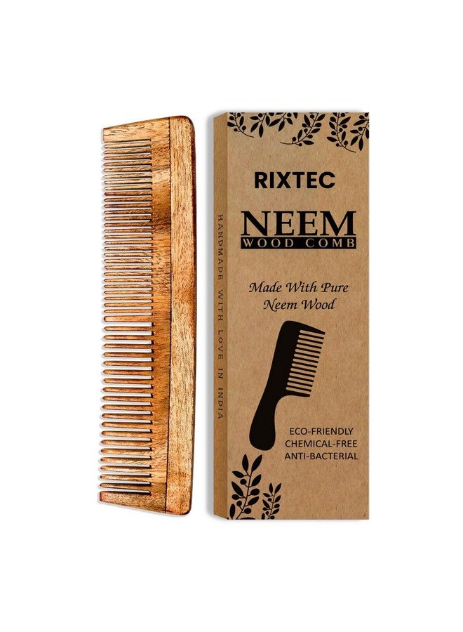 RIXTEC Neem Comb, Wooden Comb | Hair Growth, Hairfall, Dandruff Control | Hair Straightening, Frizz Control | Comb for unisex | - Image 1