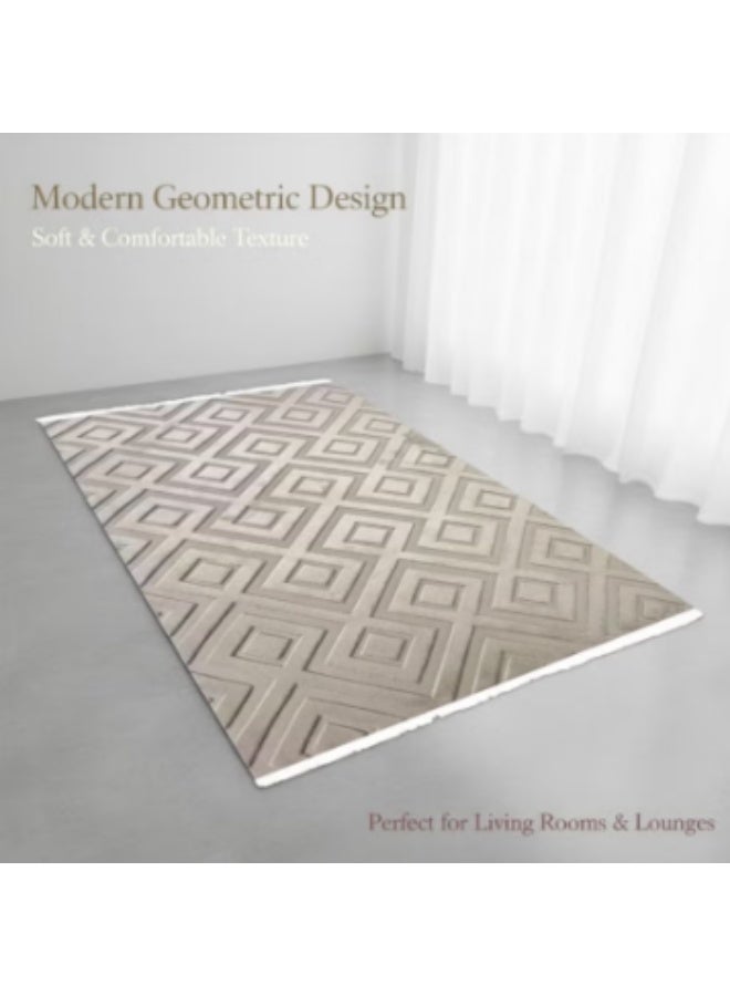Luxury rug measuring 280x180 cm - Soft, embossed geometric pattern rug and mat. Modern rug for majlis, living rooms, and salons. High-quality luxury floor decor for homes, apartments, and villas. - Image 5