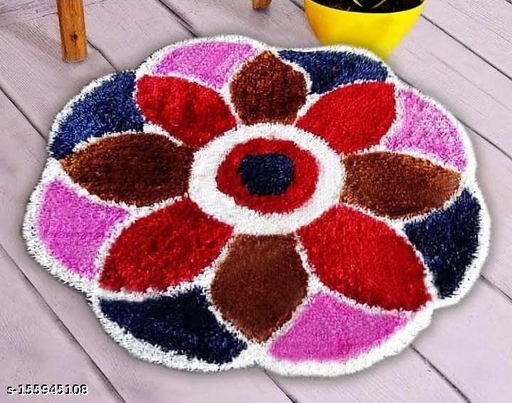 StromX Traditional As Well As Cotton Antiskid Modern Rangoli Door Mat for Home Decoration (24x24 Inch, Pink) - Image 1