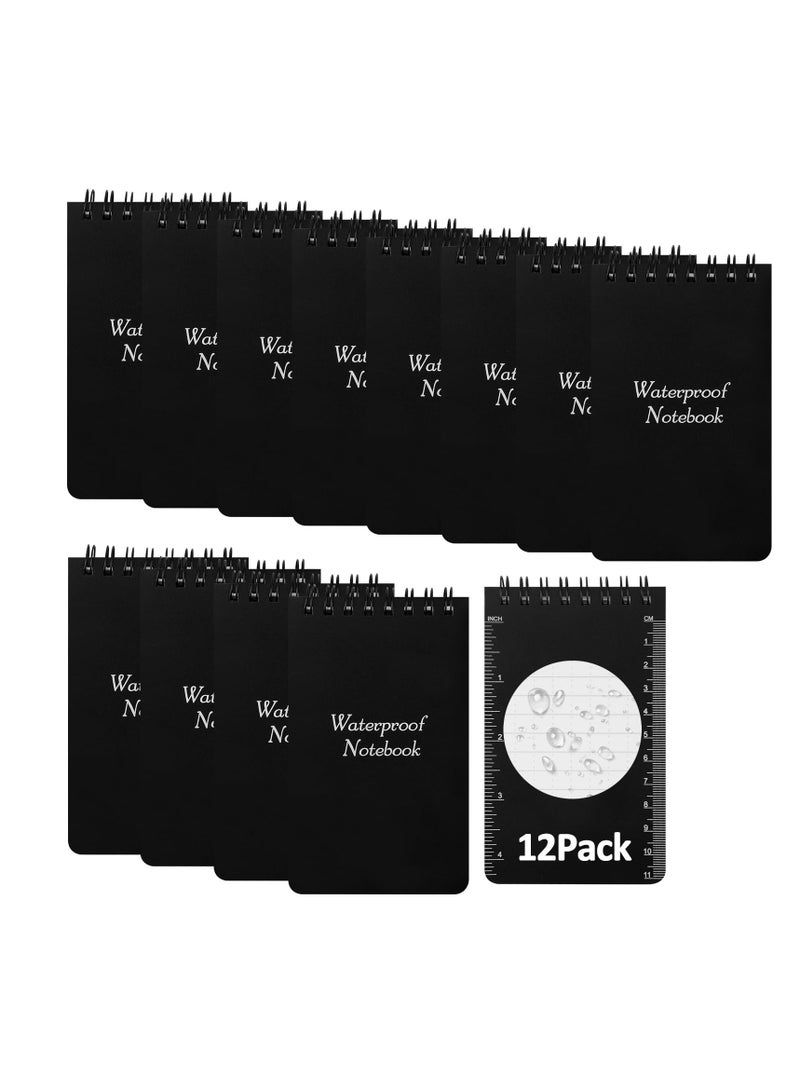 SYOSI Waterproof Notebook, 12Pack Small Spiral Notebook 3x5, Pocket Size Notebook Can Be Written In The Rain for Outdoor Office School, Tactical Memo Steno Note Pads for Outdoor Office School Shorthand - Image 1