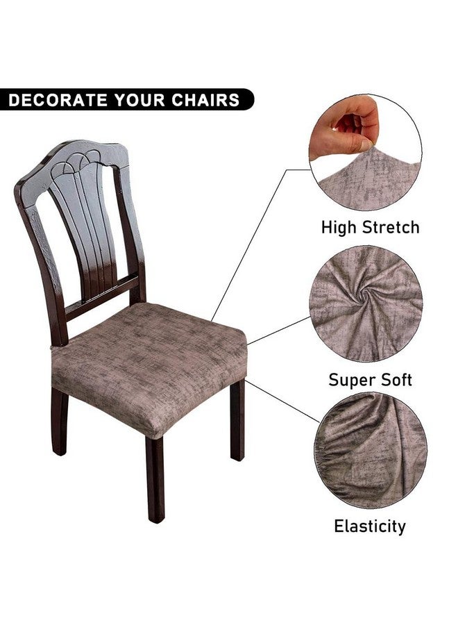 FABANE Spandex Universal Size Dining Chair Seat Cover Set Of 4 Seater Pcs Are Easily Washable Strechable And Comfortable For Dining Room Home Decor Slip Cover (Texture Brown) - Image 2