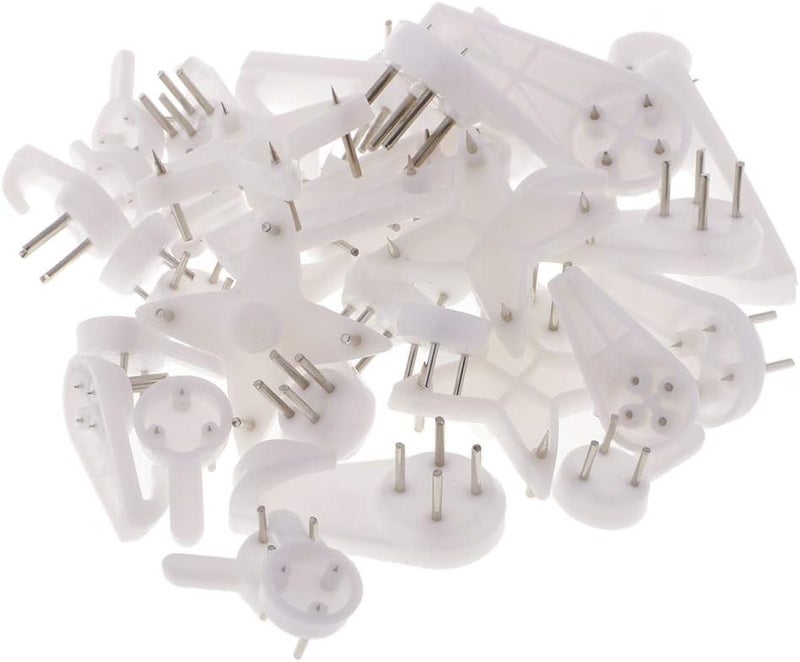 klarako Large Small Mixed White Plastic Non Trace Hardwall Drywall Picture Hanger Hook  Pack of 40 22mm  43mm - Image 2
