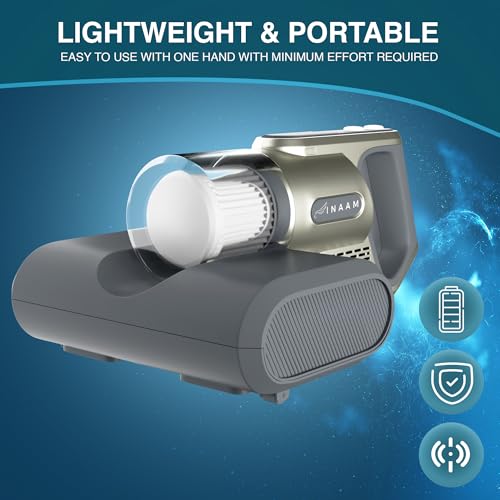 INAAM Cordless Vacuum Cleaner for Bed, Sofa & Carpet | UV Light Sterilization with 10,000 PA, Powerful Suction Mite Remover | HEPA Filter | Handheld Anti-Dust Cleaner for Pet Hair, Allergens & More - Image 4