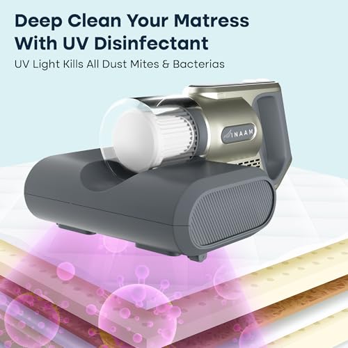 INAAM Cordless Vacuum Cleaner for Bed, Sofa & Carpet | UV Light Sterilization with 10,000 PA, Powerful Suction Mite Remover | HEPA Filter | Handheld Anti-Dust Cleaner for Pet Hair, Allergens & More - Image 2