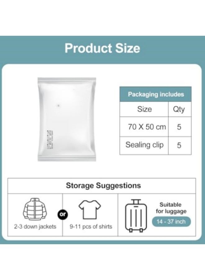 GGEROU Vacuum Storage Bags Set with Electric Pump, Space Saver Sealer Bags, Airtight Compression Bags for Clothes, Pillows, Comforters, Blankets, Bedding 70x50cm  - Image 4