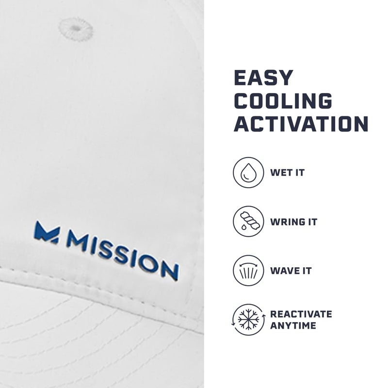 Mission قبعة MISSION للأداء مع حماية من الشمس - قبعة بحجم واحد للجنسين للتمارين الرياضية، الجولف والجري - تقنية مفعلة بالماء والعرق باللون الأبيض/الأزرق الداكن - Image 3