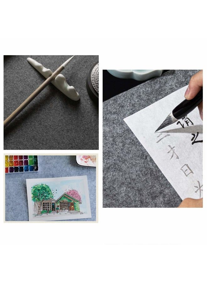 Ruiwaer Chinese Calligraphy Drawing Felt Mat, Sumi Xuan Paper Painting Felt Desk Pad for Practice Calligraphy Traditional Chinese Painting (80 x 120 cm), Grey - Image 5