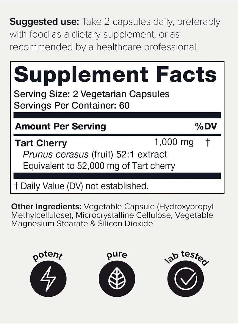 Toniiq Ultra High Strength Tart Cherry Capsules 52 000 Mg 52X Concentrated Extract 120 Capsules - Image 2