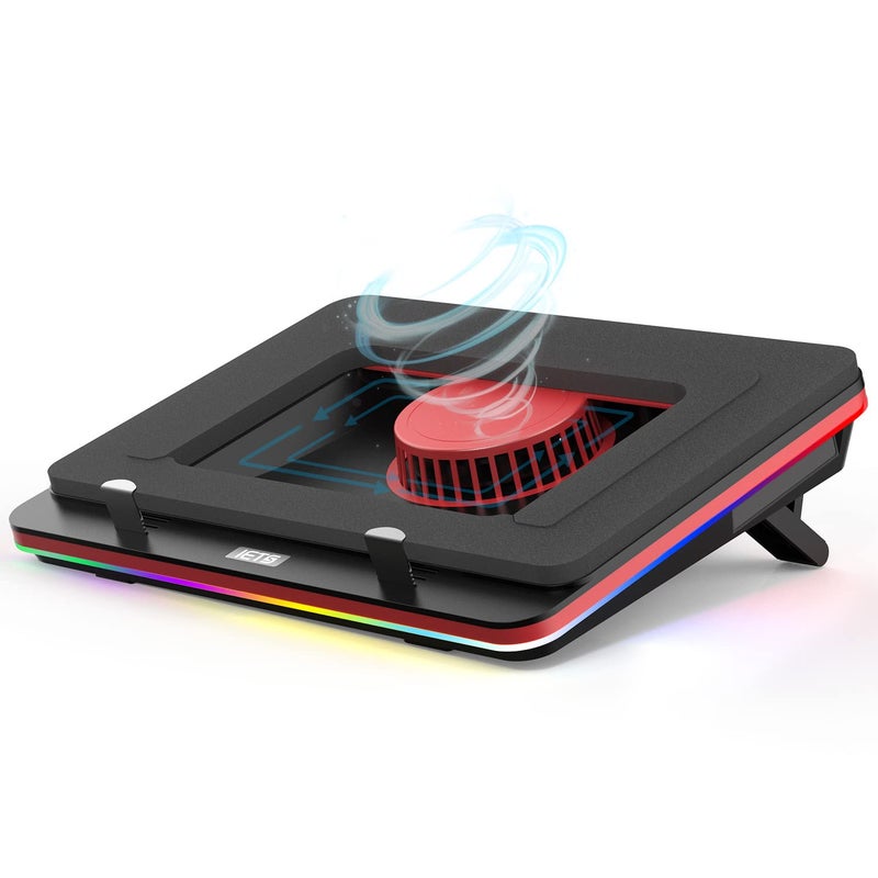 IETS GT500 Powerful Turbo-Fan (5000 RPM) RGB Laptop Cooling Pad with Infinitely Variable Speed,Seal Foam for Rapid Cooling Gaming Laptop,Dust Filter for Protect Laptop,13-17.3inch Laptop Cooler - Image 1