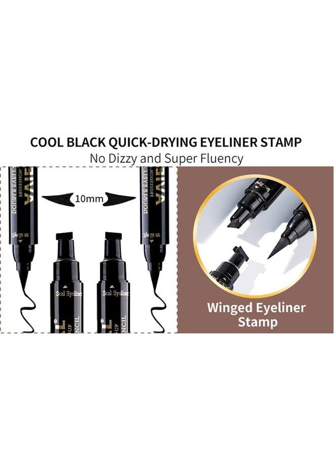 Avierll Winged Eyeliner Stamp-2 Pens, Smudge Proof Waterproof Long Lasting quick flick wingliner, Vamp Style Wing Eye Liner Pen Black (Left and Right) - Image 5