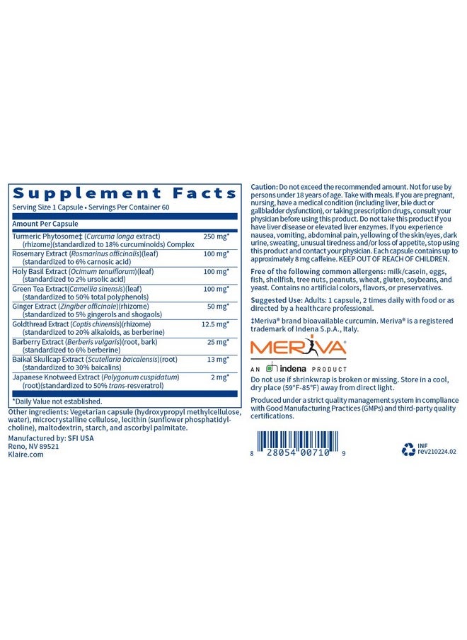 Klaire Labs - Inflathera Phytonutrient Blend With Turmeric & Knotweed (60 Capsules) - Image 1