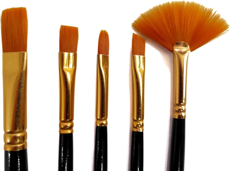 Definite Art Cruelty Free Synthetic Nylon Paint Brushes in Zippered Pouch Combo of Round, Flat, Fan, Liner, Fine, Filbert and Angular (Pink Pouch) - Image 4