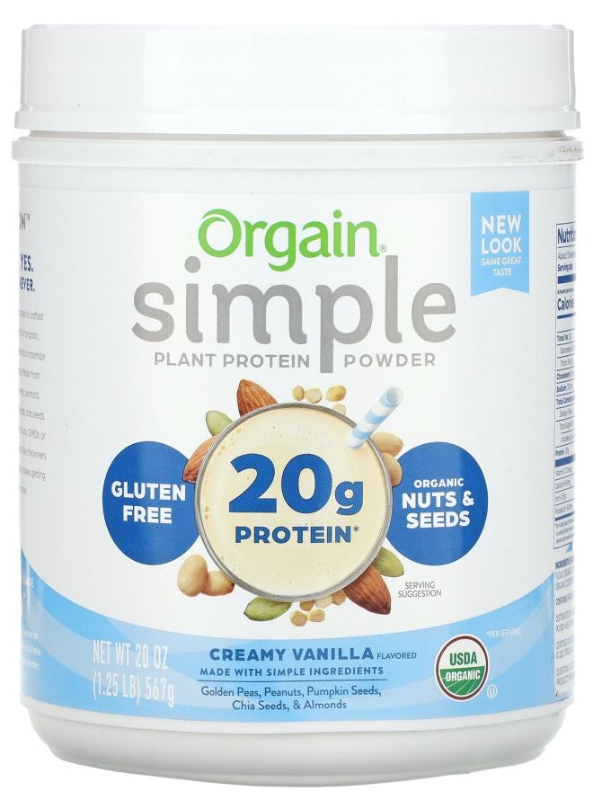 Orgain Simple Plant Protein Powder Creamy Vanilla 20 oz (567 g)