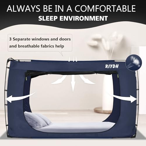 RIYDH Twin Size Bed Tent - Original Design Portable Dream Tent - 80% Blackout - 3 Doors - Breathable - Suitable for Adults and Kids - Ideal for Shared Rooms, Dorm Rooms, Travel - Image 4